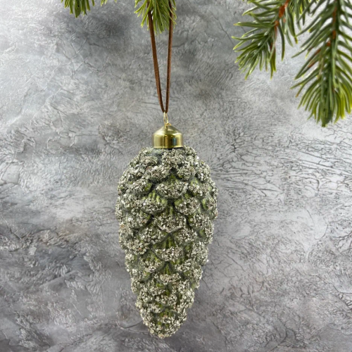 Елочное украшение Шишка Изумрудная 12 см., стекло, 1 шт., Christmas DeLuxe (88156)