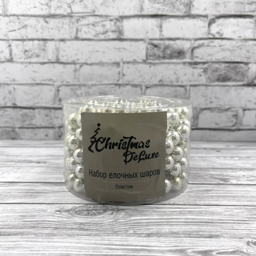 Пластиковые бусы Гигант 1,4 см.* 5 м., серебро, Christmas DeLuxe (87013)