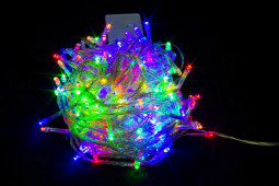 Светодиодная нить 13.5 м., 220V, 200 разноцветных LED ламп, контроллер, прозрачный провод, Winner Light (m.01.5T.200-)