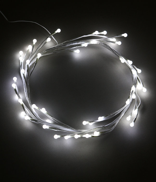Светодиодная флористика Венок - ветка 30см., 220V, 48 холодных белых LED ламп, белый провод, Beauty Led (LC176L-B048A-289)