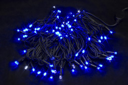 Светодиодная нить с мерцающим диодом 10 м., 220V, 100 синих LED ламп, черный каучук, соединяемая, Winner Light (B.01.7B.100+)