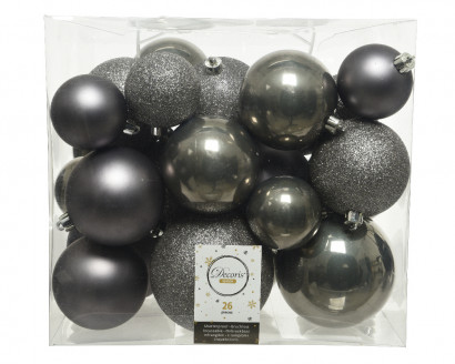 Набор пластиковых шаров Эллада 26 шт., серый, Kaemingk (020621)