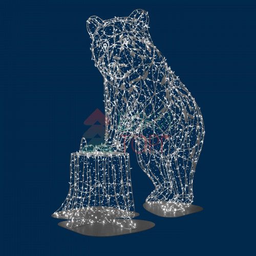 Световая уличная фигура Медведь Premium 1,7 м., серебряный, Conso (OL326i61)