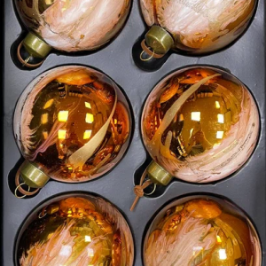 Набор стеклянных шаров Акварель золото с переливом, 80 мм., 6 шт., Christmas DeLuxe (87199)