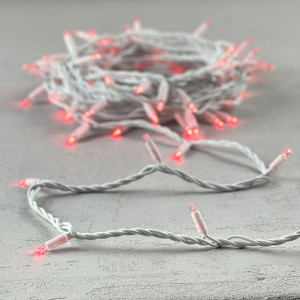 Светодиодная гирлянда с колпачком 75 красных LED ламп 10 м., 24В., белый каучуковый провод, IP65,  LTC (LL75-8-1R)