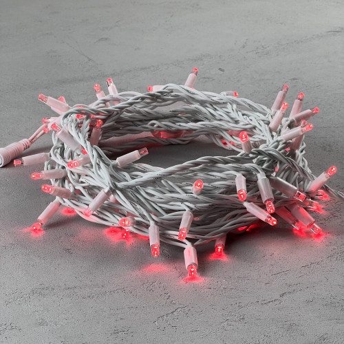 Светодиодная гирлянда с колпачком 75 красных LED ламп 10 м., 24В., белый каучуковый провод, IP65,  LTC (LL75-8-1R) в Санкт-Петербурге