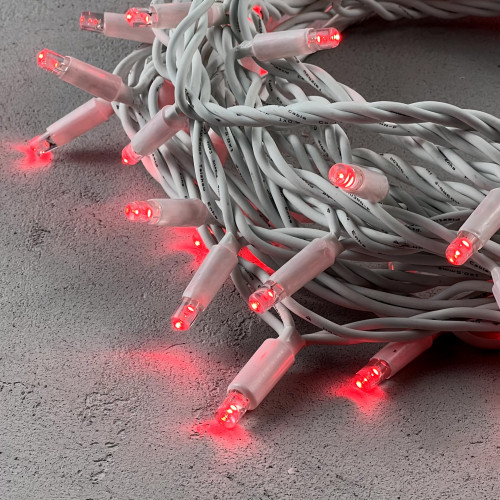 Светодиодная гирлянда с колпачком 75 красных LED ламп 10 м., 24В., белый каучуковый провод, IP65,  LTC (LL75-8-1R) в Санкт-Петербурге