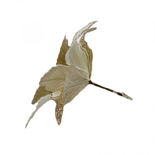 Декоративный цветок Пуансеттия 30 см., кремовый, на клипсе, Christmas DeLuxe (89564)