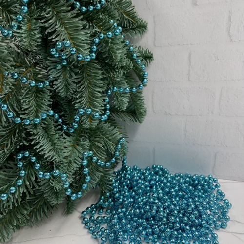 Пластиковые бусы Бисер 8 мм.*10 м., бирюзовый, Christmas DeLuxe (89750)