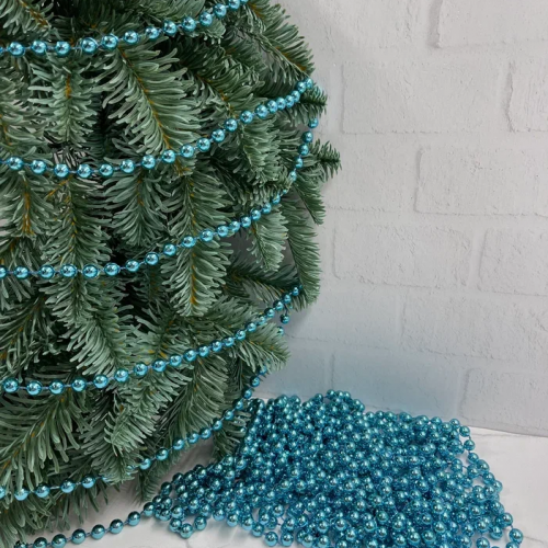 Пластиковые бусы Бисер 8 мм.*10 м., бирюзовый, Christmas DeLuxe (89750)