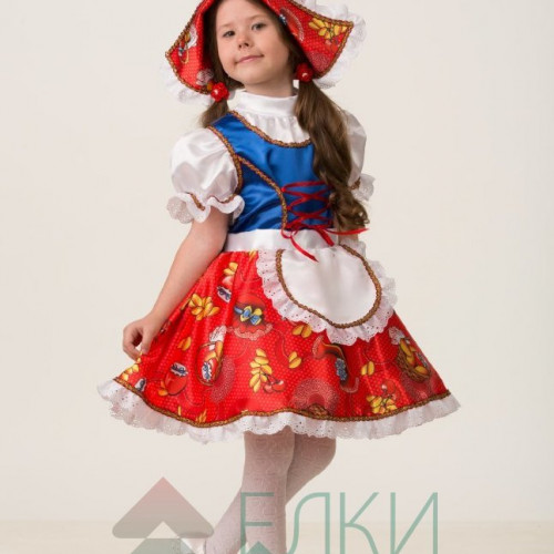 Карнавальный костюм Красная шапочка сказочная рост 122-128 см., размер 32 (5205-32)