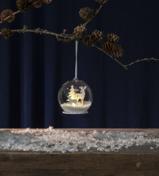 Светящийся шар-декорация Зимняя Сказка 8 см., белый, на батарейках, Star Trading (270-88)