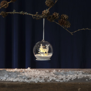 Светящийся шар-декорация Зимняя Сказка 8 см., белый, на батарейках, Star Trading (270-88)