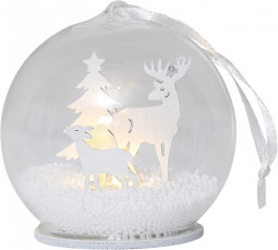 Светящийся шар-декорация Зимняя Сказка 8 см., белый, на батарейках, Star Trading (270-88)