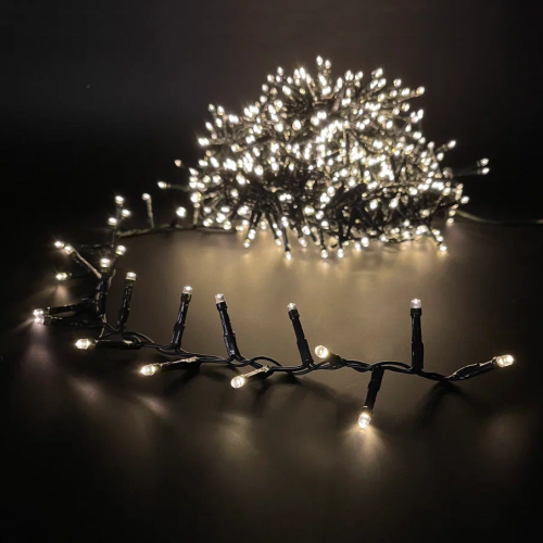 Светодиодная нить Snake Light 2000 теплых белых ламп, 40 м., 24В, 8 режимов, зеленый провод, для елки 260-300 см., Christmas DeLuxe (85744)