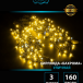 Светодиодная мерцающая бахрома 3 м., нити 0,3*0,5*0,7 м., 160 теплых белых LED, черный каучук, IP 65, соединяемая, Winner (ww.02.7B.160.F+)
