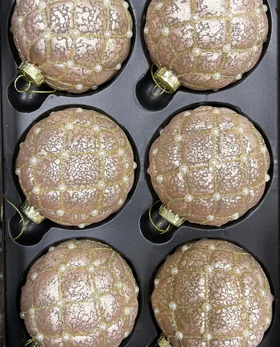 Набор стеклянных шаров Зефирное царство  80 мм., 6 шт., светло-розовый, Christmas DeLuxe (87211)