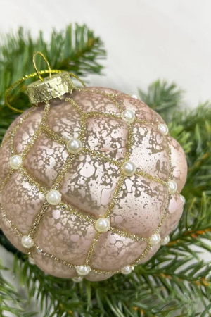 Набор стеклянных шаров Зефирное царство  80 мм., 6 шт., светло-розовый, Christmas DeLuxe (87211)