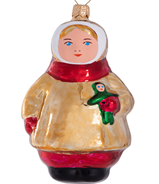Елочное украшение Девочка с куклой 83 мм., стекло, Ёлочка (С2359)