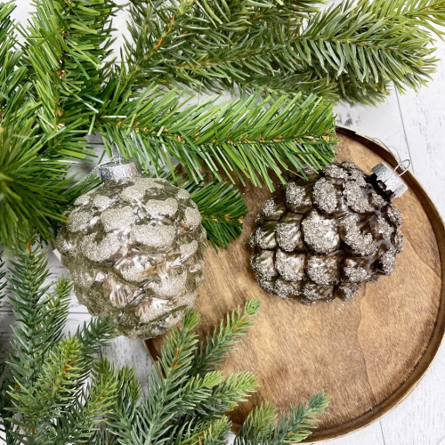 Елочное украшение Шишка от белки 10 см., светло-бежевый, стекло, 1 шт., Christmas DeLuxe (88122/2)