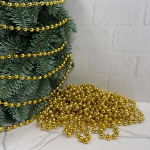 Пластиковые бусы Бисер 8 мм.*10 м., золото, Christmas DeLuxe (89787)