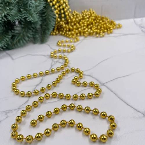 Пластиковые бусы Бисер 8 мм.*10 м., золото, Christmas DeLuxe (89787)