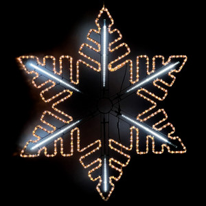 Светодиодная фигура Снежинка Black Edition 130 см., тепло белого свечения с динамикой белого диода 24В., IP54, LTC (LC-13135)