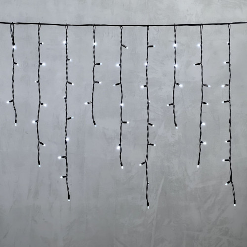 Светодиодная бахрома с колпачком 3,2*0,9 м., 168 белых LED ламп, каучуковый черный провод, LTC (LL168-1-2W)
