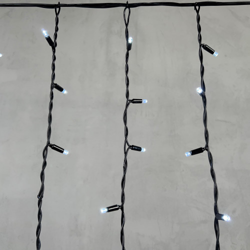 Светодиодная бахрома с колпачком 3,2*0,9 м., 168 белых LED ламп, каучуковый черный провод, LTC (LL168-1-2W)