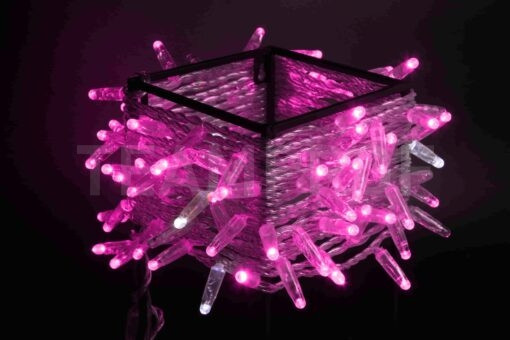 Светодиодная нить 100 розовых LED ламп, 10 м., 24В, мерцание, прозрачный провод ПВХ, Teamprof (TPF-S10CF-24V-CT/P) в Ульяновске