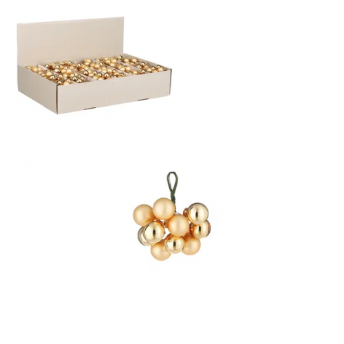 Гроздь стеклянных шаров Ягодный хоровод 2 см., 10 шт., золото, Christmas DeLuxe (89865)