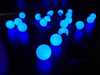 Светодиодная гирлянда шарики 5 м., 20 синих LED, статика, черный резиновый провод, Teamprof (TPF-S5-20C-40B-B/B)