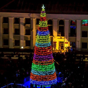 Уличная светодинамическая елка Евро-2 зеленая 24 м., каркасная, ПВХ, Green Trees (GT24EVPVCLED)