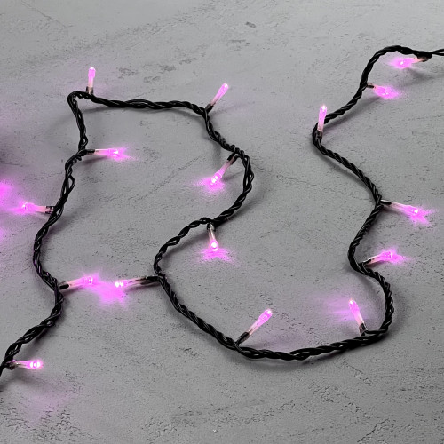 Светодиодная нить 100 розовых LED ламп, 10 м., 24В., черный провод ПВХ, Beauty Led (PST100-11-1P)