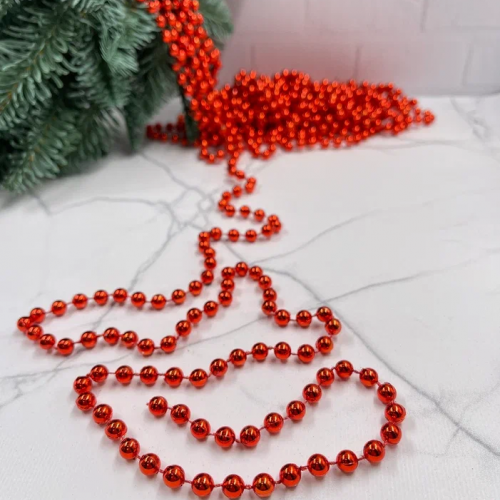 Пластиковые бусы Бисер 8 мм.*10 м., красный, Christmas DeLuxe (89713)