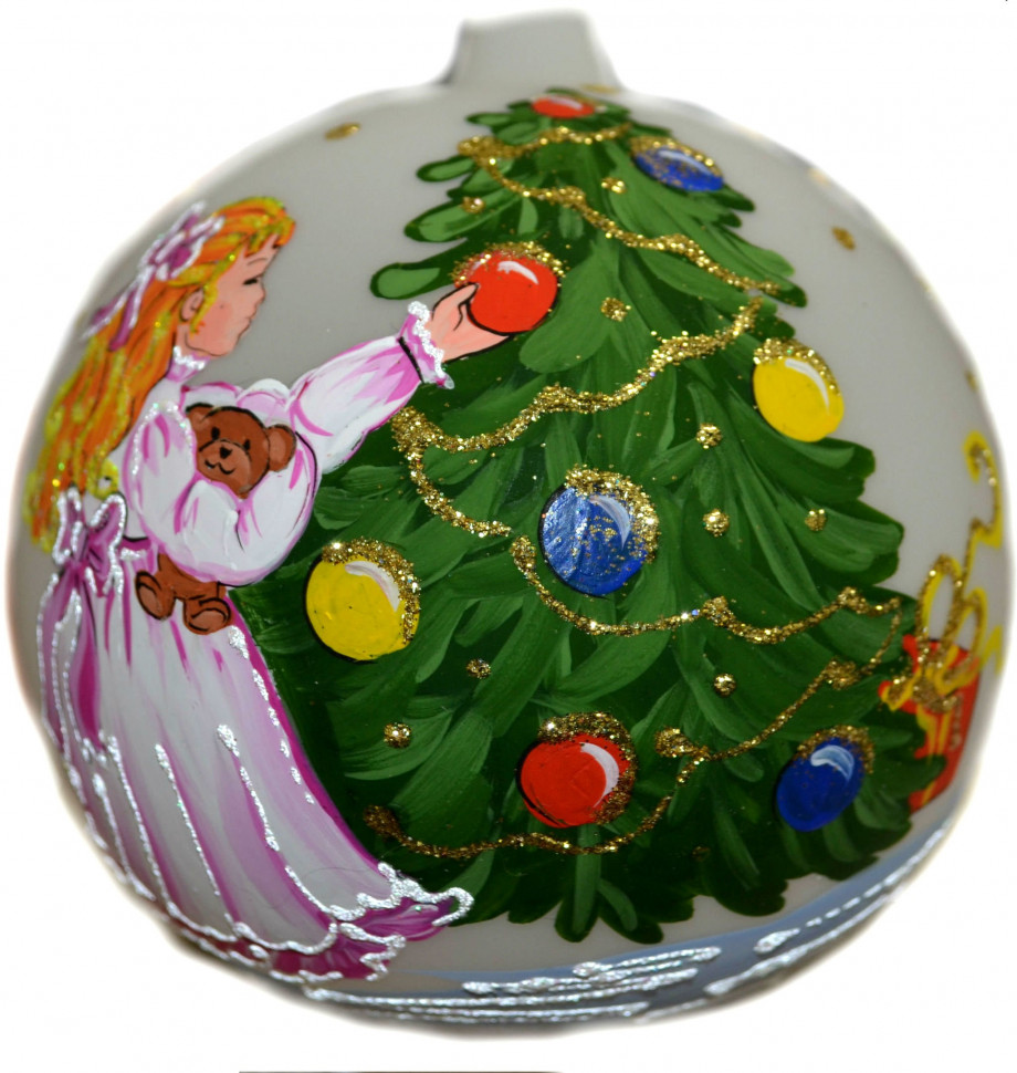 Стеклянный шар Рождественская елка, 100 мм, в подарочной упаковке, Батик (КУ-100-1618)