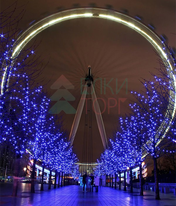Комплект гирлянды на деревья с контроллером 60 м., 3 луча по 20 м, 600 LED ламп пурпурного цвета, Beauty Led (KDD600C-10-1PU)