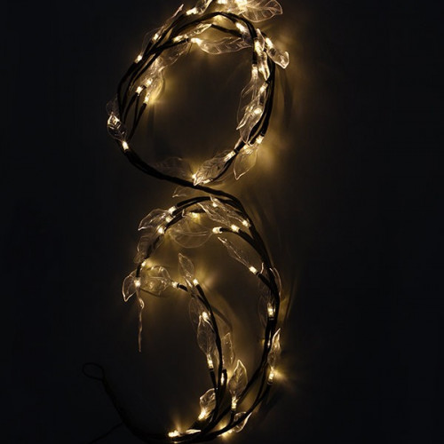 Светодиодная флористика Ветка с листьями 1.8 м., 220V, 48 теплых белых LED ламп, коричневый провод, Beauty Led (LC176L-B048K-295)