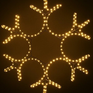 Светодиодная фигура Снежинка 80 см., 220V, 216 теплых белых LED ламп, прозрачный дюралайт, BEAUTY LE