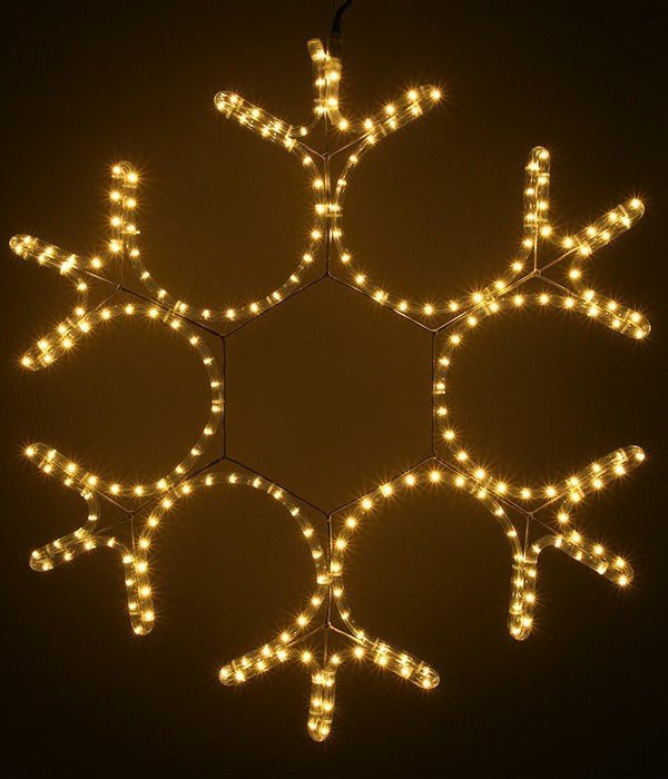 Светодиодная фигура Снежинка 80 см., 220V, 216 теплых белых LED ламп, прозрачный дюралайт, BEAUTY LE в Белгороде