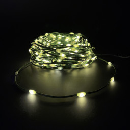 Светодиодная нить Капли 100 белых ламп, 7.5 м., 31В, 8 режимов, таймер, зеленый провод, LUCA (85445)