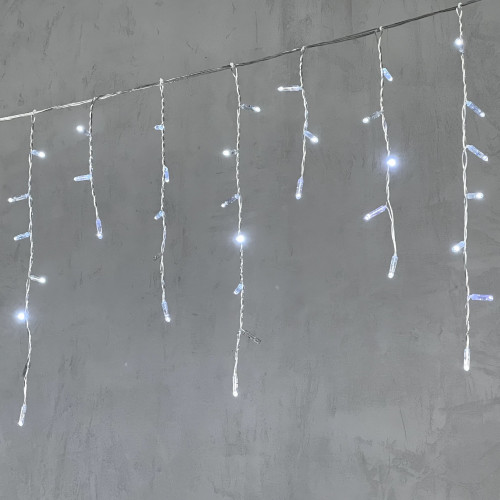  Светодиодная бахрома с колпачком 3,1*0,5 м., 120 холодных белых LED ламп, мерцание, прозрачный провод ПВХ, IP65, LTC (PIL120BLWCAP-10-2W)
