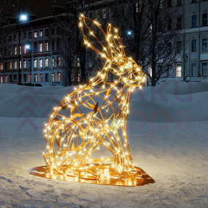 Светодиодная фигура Заяц золотой Premium 0,9 м., Conso (OL323)