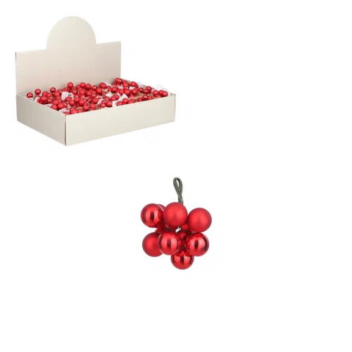 Гроздь стеклянных шаров Ягодный хоровод 2 см., 10 шт., красный,  Christmas DeLuxe (86374)