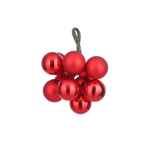 Гроздь стеклянных шаров Ягодный хоровод 2 см., 10 шт., красный,  Christmas De Luxe (86374)