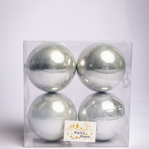 Набор пластиковых шаров Глория 100 мм., жемчужный перламутр, 4 шт., ЕлкиТорг (150422)