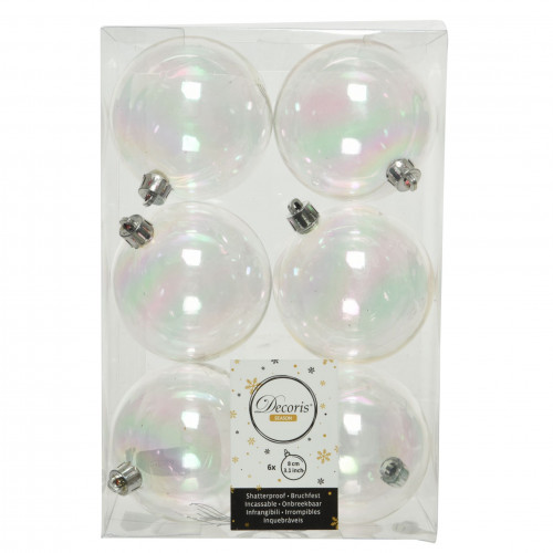 Набор пластиковых шаров Парис 80 мм., 6 шт., прозрачные, Kaemingk (022076)