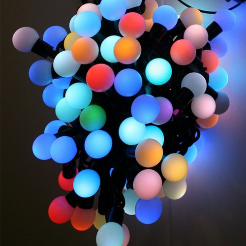 Светодиодная гирлянда шарики Fiesta, 10 м., 100 RGB LED ламп 23 мм, черный каучук, LTC (RGB BB100-2-2RGB) в Санкт-Петербурге