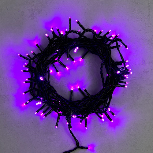 Светодиодная нить 100 пурпурных LED ламп, 10 м., 24В., черный провод ПВХ, Beauty Led (PST100-11-1PU)