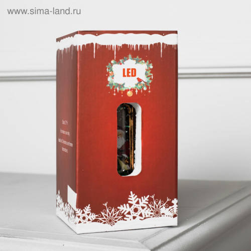 Светодиодная фигура Дед Мороз в ротонде 6.3×14×6.3 см., пластик, блёстки, батарейки AG13х3, Luazon Lighting (5104341)